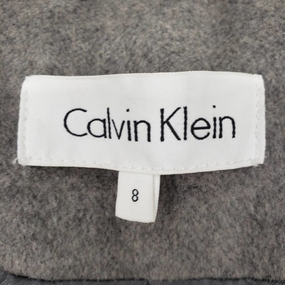 Calvin Klein Wool Blend Wrap Coat 8 Belted Long Sleeve Ombre Pattern Gray Black - Picture 3 of 11